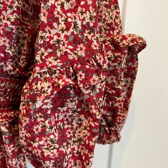 NWT MAX STUDIO Puff-Sleeve Floral Empire Dress Size Large - Picture 6 of 7